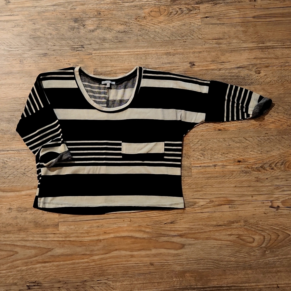 Striped 3/4 sleeve knit blouse